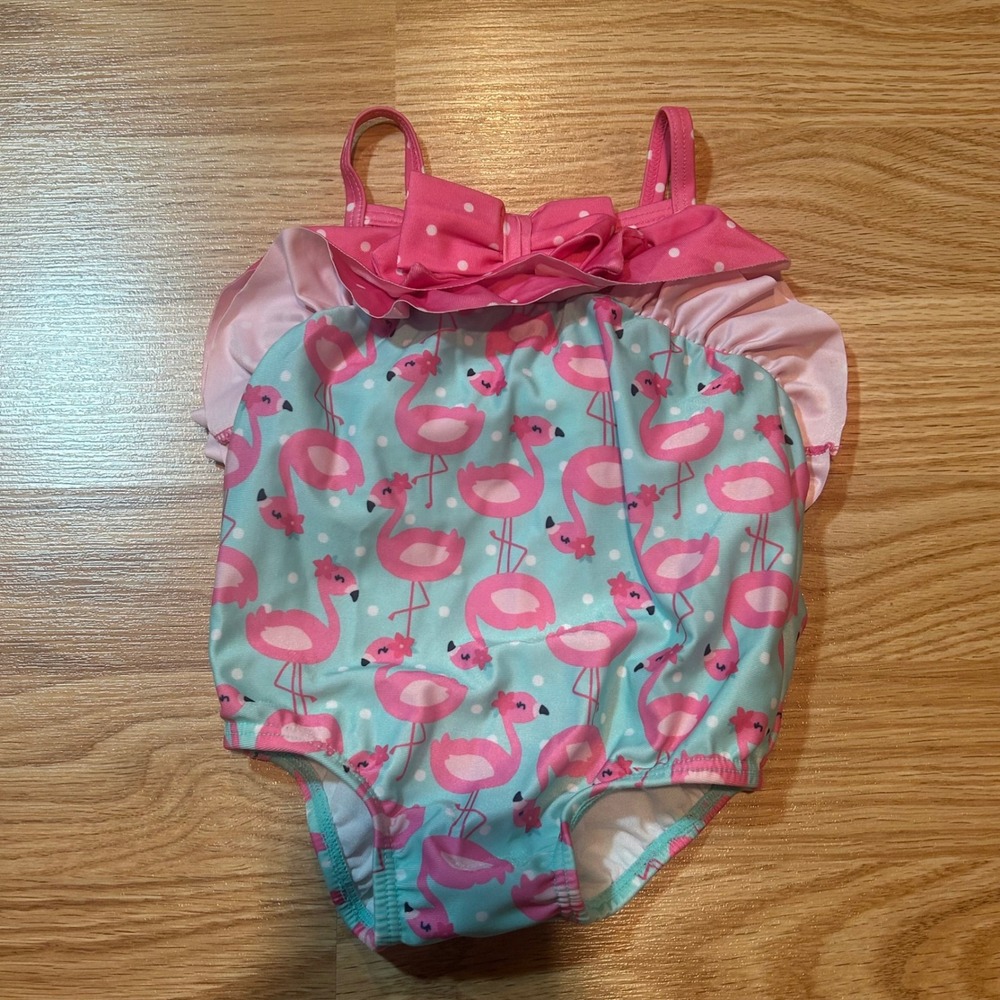 Gymboree Baby Girls Pink Flamingo Ruffle One Piece Swimsuit‎ Blue 3-6 Months
